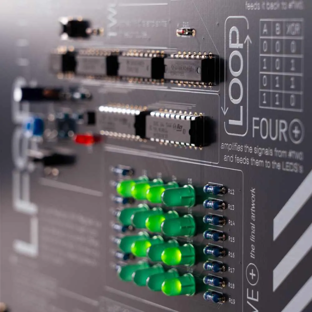 Close up of the Logic Fed Scene Randomizer PCB